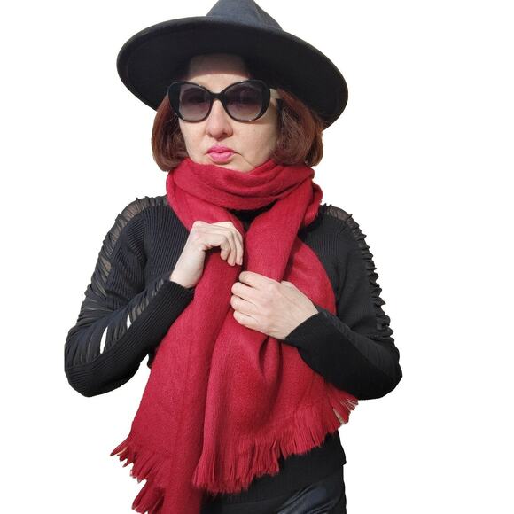 New baby Alpaca wool Shawl wrap Scarf Head Wrap Blanket Red - Picture 1 of 9